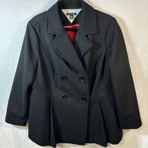 Vintage Tommy Hilfiger Women's Wool Blend Black Coat Double Breasted  1x
